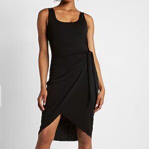 Express Black Sleeveless Faux Wrap Dress